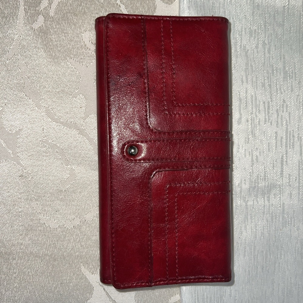 Aldo womens Red faux leather wallet clutch zip On Change.